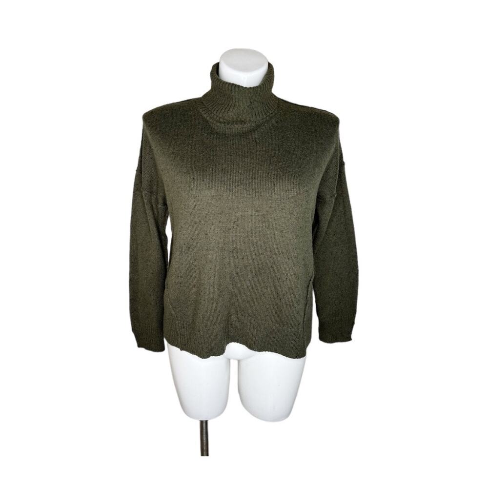 MICHAEL KORS Green Split-Back Turtleneck Sweater Size Large